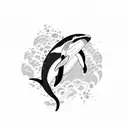 ocean, killer whale, night tattoo design idea