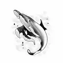 ocean, killer whale, night tattoo design idea