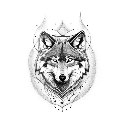 mehndi sleeve with wolf imagery tattoo design idea