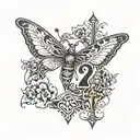number 27 incopreted with a butterfly and a christian orthodox cross at the background tattoo design idea