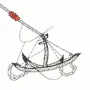 A kite tied to an anchor by a red string aesthetically wrapped tattoo design idea