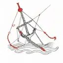 A kite tied to an anchor by a red string aesthetically wrapped tattoo design idea