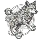 wolf roman numerals tattoo design idea