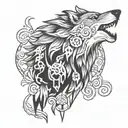 wolf roman numerals tattoo design idea