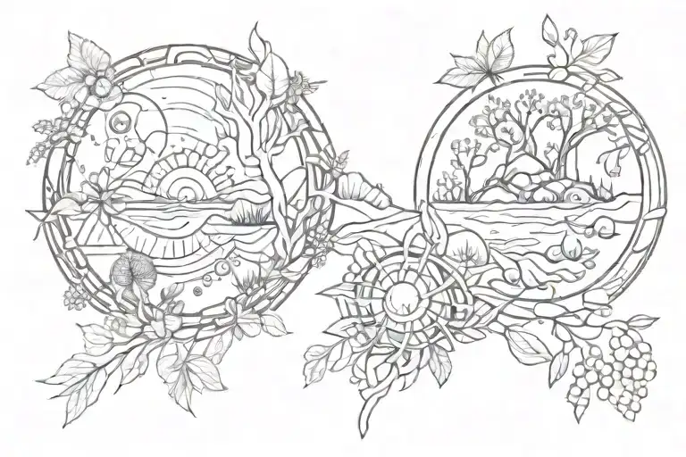 earthy elements tattoo design idea