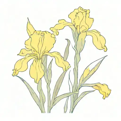 yellow iris flowers tattoo design idea
