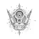 A comedic television scene with characters laughing and aboriginal art motifs in the background tattoo design idea