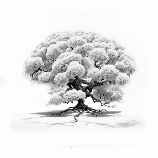 oak tree with roots  tattoo design idea