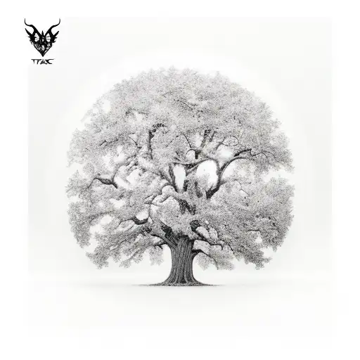 oak tree tattoo design idea