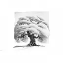 oak tree with roots  tattoo design idea