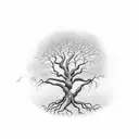 oak tree with roots  tattoo design idea
