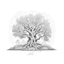 oak tree with roots  tattoo design idea