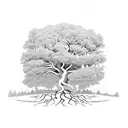 oak tree with roots  tattoo design idea