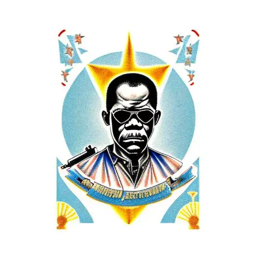 Samuel Jackson Pulp Fiction Gun Afro tattoo design idea