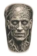 creepy outdoors half sleeve tattoo design idea