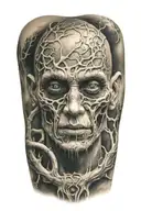 creepy outdoors half sleeve tattoo design idea