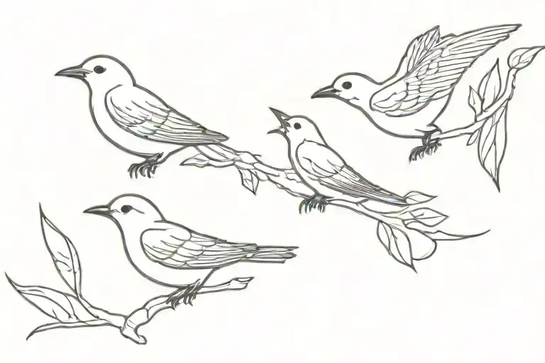 three little birds tattoo design idea