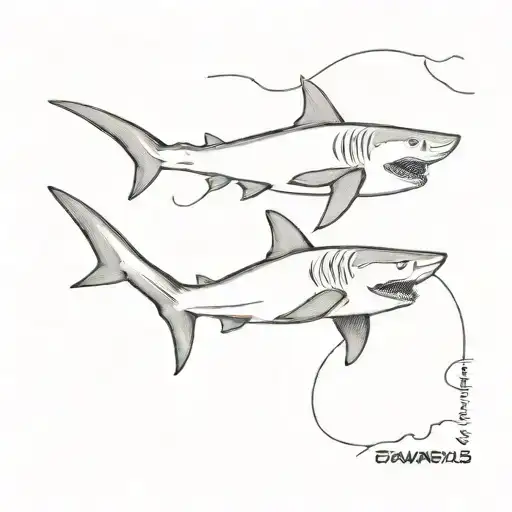 2 sharks chasing each other tattoo design idea