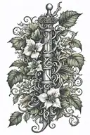 dagger and ivy vines tattoo design idea