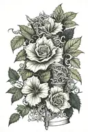 dagger and ivy vines tattoo design idea