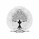 A Celtic tree of life with intricate dotwork patterns inspired by Russian folk art tattoo design idea