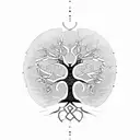 A Celtic tree of life with intricate dotwork patterns inspired by Russian folk art tattoo design idea