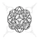 Celtic knotwork intertwined with Russian architectural elements tattoo design idea