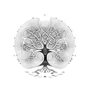 A Celtic tree of life with intricate dotwork patterns inspired by Russian folk art tattoo design idea