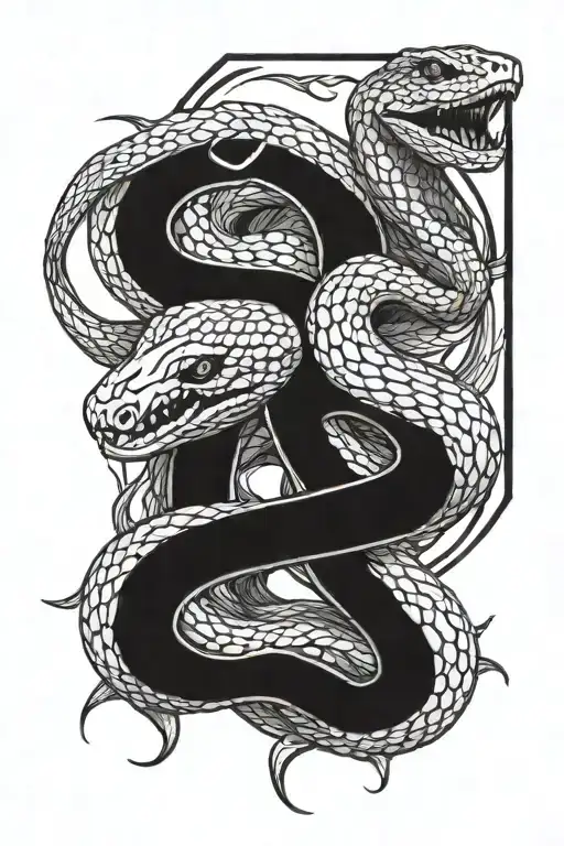 twin snakes tattoo design idea