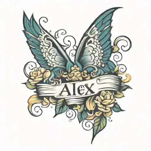 tattoo with the name Alex and Arthur in honor of children tattoo design idea
