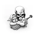 grim reaper holding baby tattoo design idea
