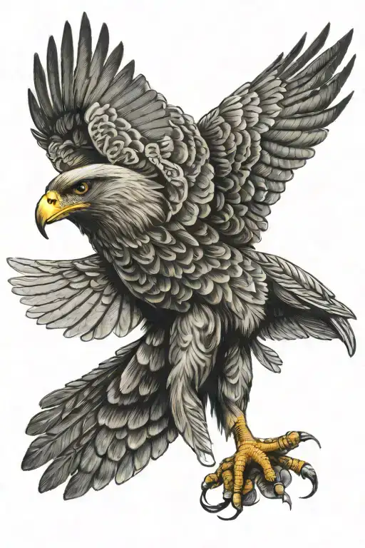 Flying buzzard tattoo with Maori inspired tattoo design idea