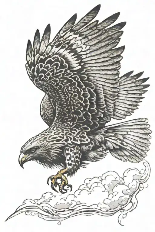 Flying buzzard spread wings tattoo design idea