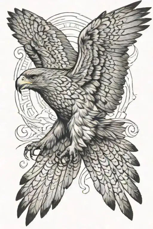 Flying buzzard tattoo design idea