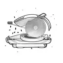 A watermelon-themed record player with cooking utensils as the turntable arm tattoo design idea