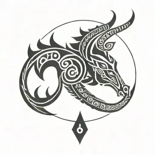 capricorn glyph symbol intertwined tattoo design idea