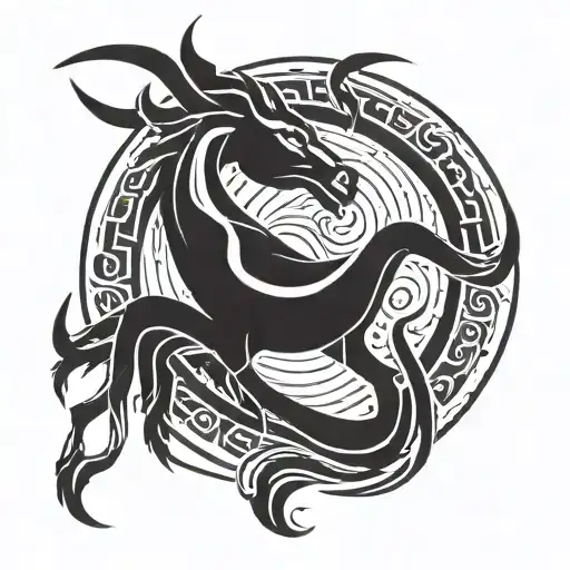 capricorn glyph symbol intertwinedwith cancer zodiac sign tattoo design idea
