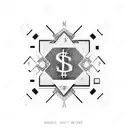 Abstract design combining dollar signs and stock market graphs tattoo design idea