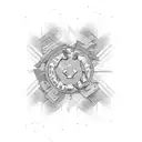 Abstract design combining dollar signs and stock market graphs tattoo design idea