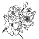 simple Bouquet with rose, kangaroo paw and Geraldton wax tattoo design idea