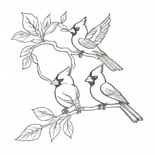 cardinals and butterflies fluttering tattoo design idea