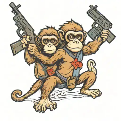 police monkeys with ak 47 tattoo design idea