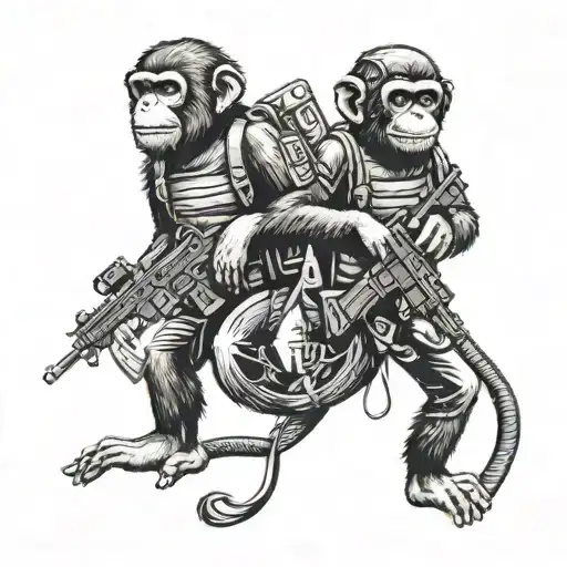 police monkeys with ak 47 tattoo design idea