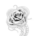 corn snake with roses  tattoo design idea