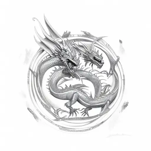 twins dragons tattoo design idea