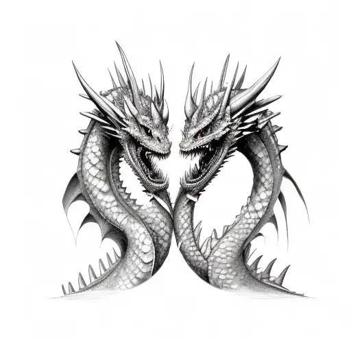 twins dragons tattoo design idea
