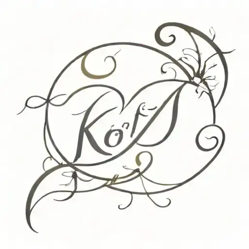 create a tatto design in name kanimozhi karmugil using K as common letter for both tattoo design idea