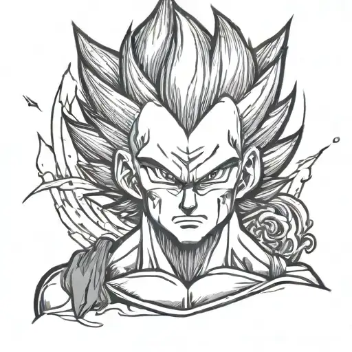 vegeta line work tattoo design idea