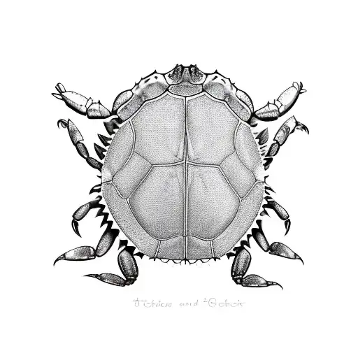 crab and seaturtle on ocean reef tattoo design idea