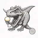 dinosaur holding a lollipop tattoo design idea